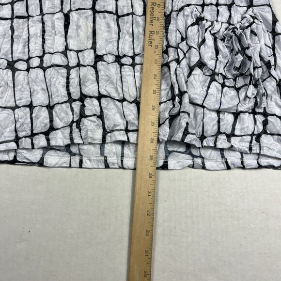 Shana Tunic Small Crinkle Textured Abstract Grid Print 3/4 Sleeve Artsy Top - Picture 6 of 10